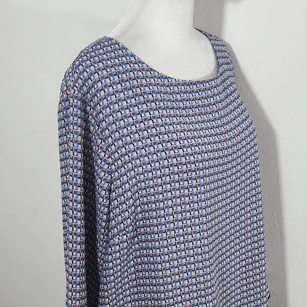 Violet & Claire Red and Blue Geometric Print with 3/4 Sleeves Size XL