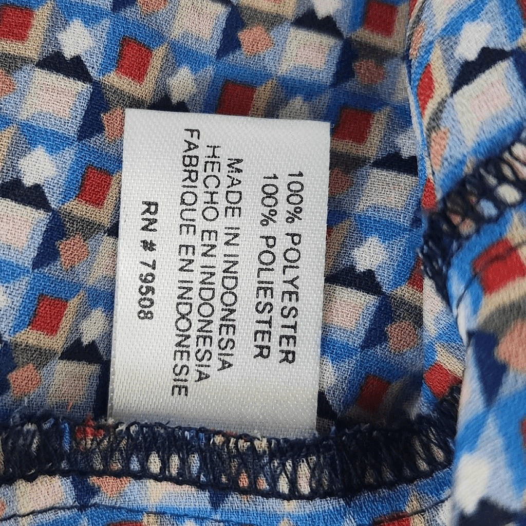 Violet & Claire Red and Blue Geometric Print with 3/4 Sleeves Size XL