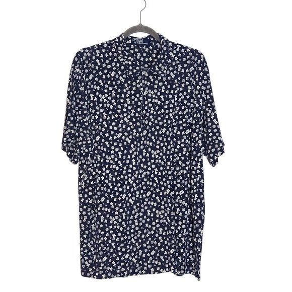 Polo Ralph Lauren Blue Floral Polo Shirt Size XL Preppy Floral Polo