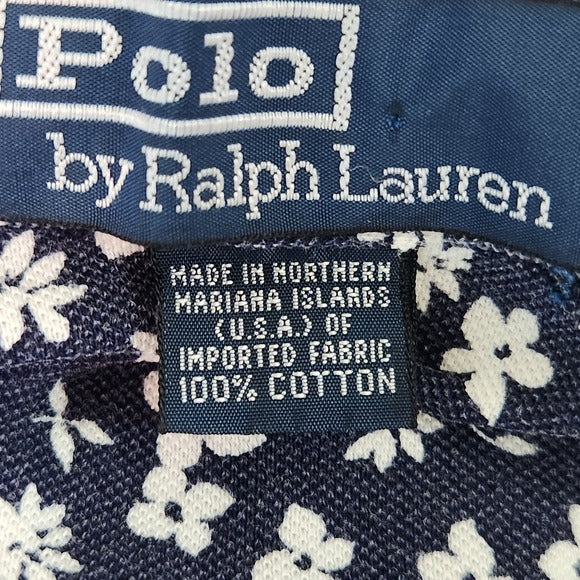 Polo Ralph Lauren Blue Floral Polo Shirt Size XL Preppy Floral Polo