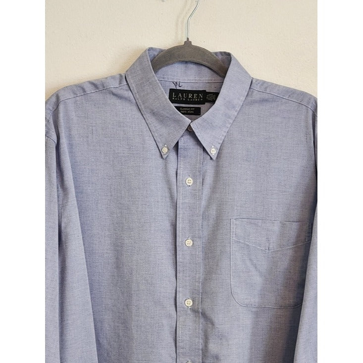 Lauren Ralph Lauren Blue Oxford Button Up Dress Shirt Size 17.5 32/33