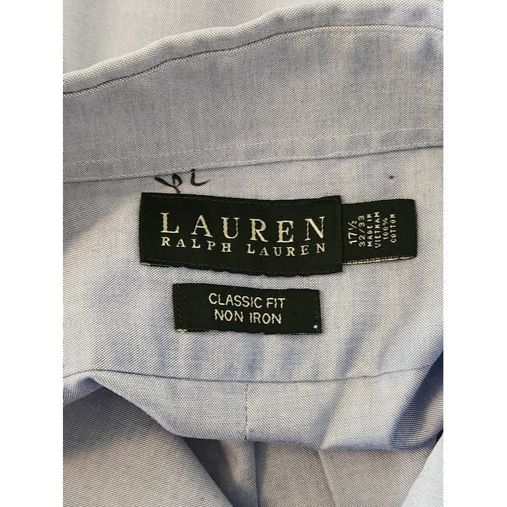Lauren Ralph Lauren Blue Oxford Button Up Dress Shirt Size 17.5 32/33