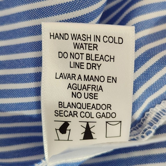 Love J Blue Striped Button-Up Tunic Shirt Size Large