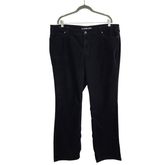 Lands' End Womens Black Corduroy Bootcut Pants Size 20W