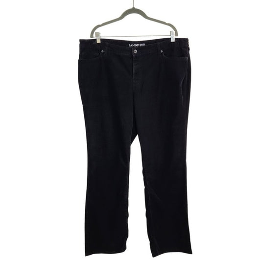Lands' End Womens Black Corduroy Bootcut Pants Size 20W