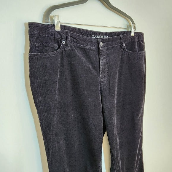 Lands' End Womens Black Corduroy Bootcut Pants Size 20W