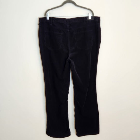 Lands' End Womens Black Corduroy Bootcut Pants Size 20W