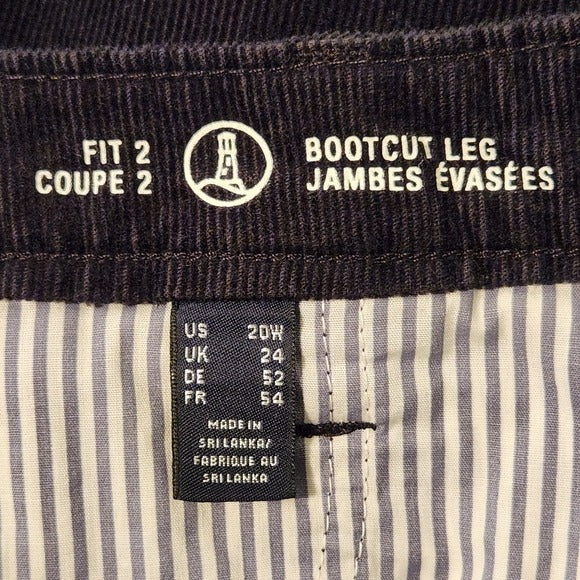 Lands' End Womens Black Corduroy Bootcut Pants Size 20W