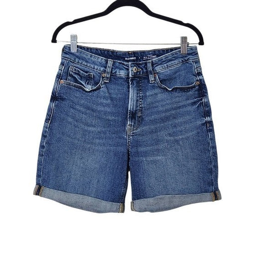 Old Navy Cuffed Jean Shorts Size 8 OG Straight High-Rise Denim Shorts