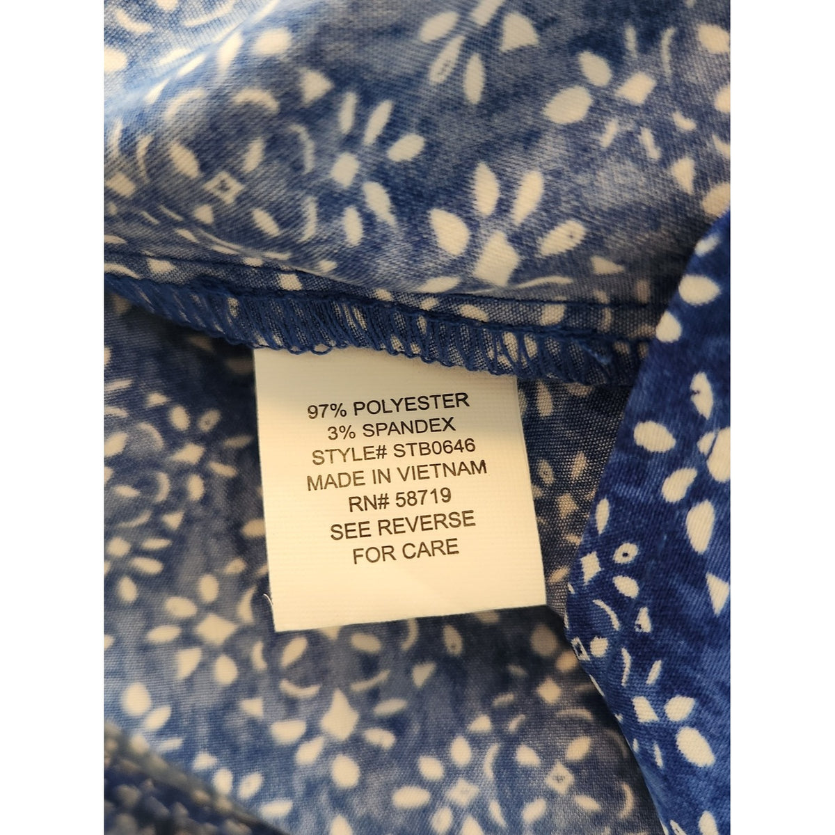 NY Collection Blue and White Print Sleeveless Button Down Shirt NWT Size Small
