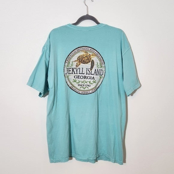 Jekyll Island Georgia Aqua Green Short Sleeve T-Shirt Size XL Jekyll Island Tee