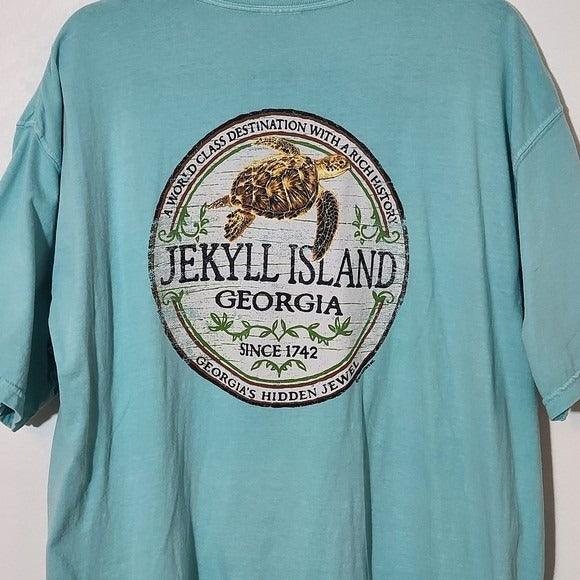 Jekyll Island Georgia Aqua Green Short Sleeve T-Shirt Size XL Jekyll Island Tee