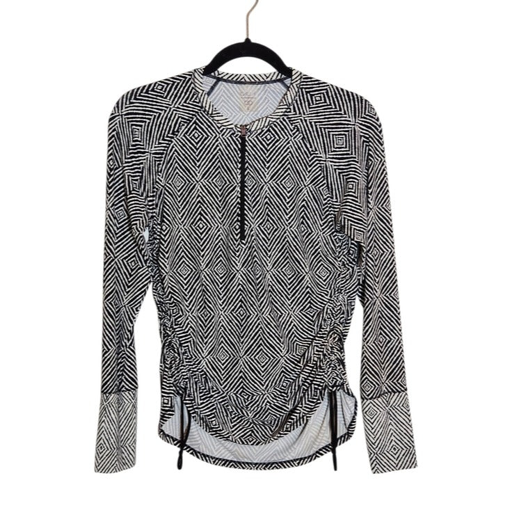 CALIA Black and White Diamond Batik Print Athletic Top Size Large