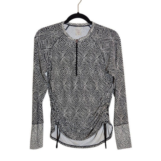 CALIA Black and White Diamond Batik Print Athletic Top Size Large