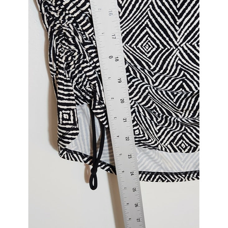 CALIA Black and White Diamond Batik Print Athletic Top Size Large