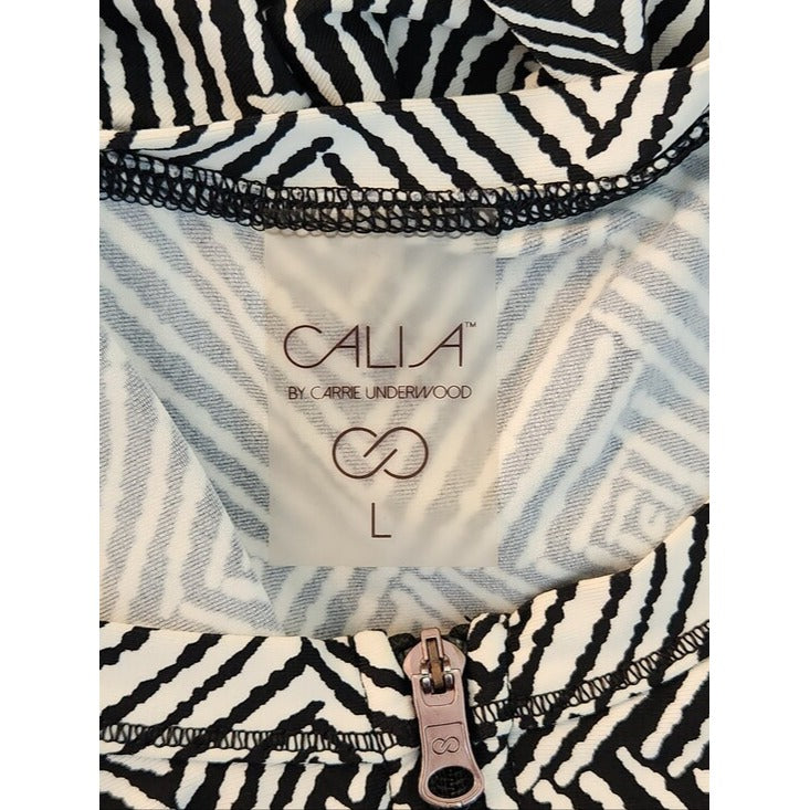 CALIA Black and White Diamond Batik Print Athletic Top Size Large
