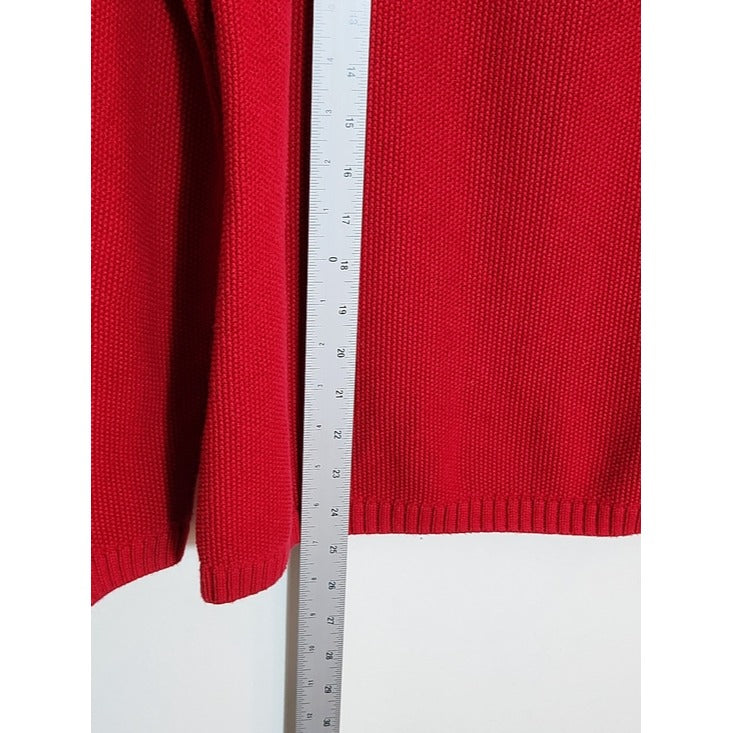 Talbots Red Cable Knit Yoke Sweater Size Large