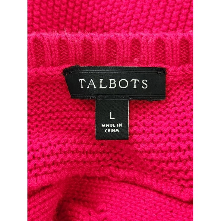 Talbots Red Cable Knit Yoke Sweater Size Large