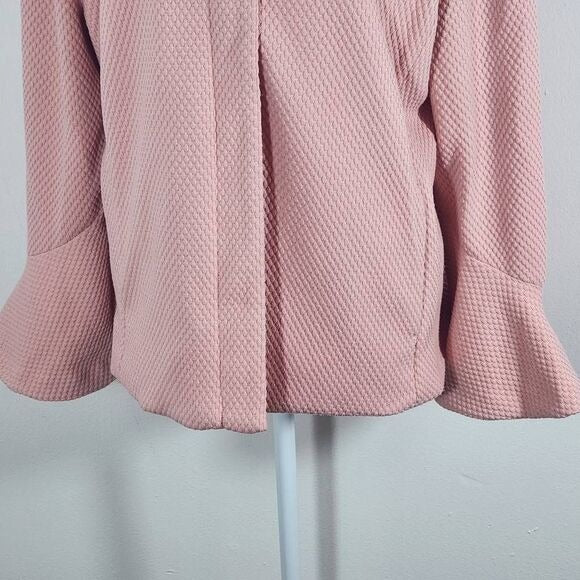 Isaac Mizrahi Powder Pink Collarless Jacket Size Large IMNYC Pastel Pink Jacket
