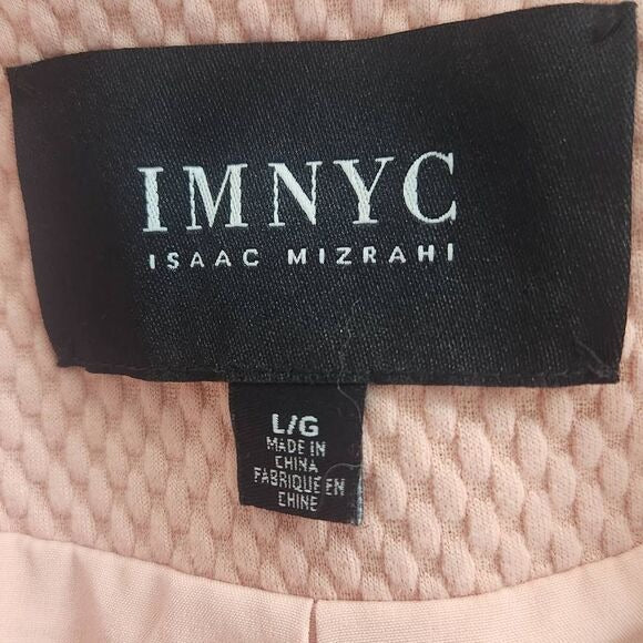 Isaac Mizrahi Powder Pink Collarless Jacket Size Large IMNYC Pastel Pink Jacket