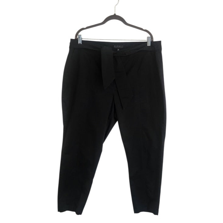 Eloquii Black Cropped Tie Waist Pants Size 16