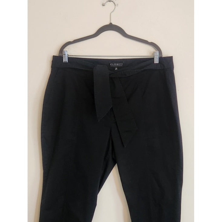 Eloquii Black Cropped Tie Waist Pants Size 16