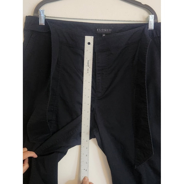 Eloquii Black Cropped Tie Waist Pants Size 16