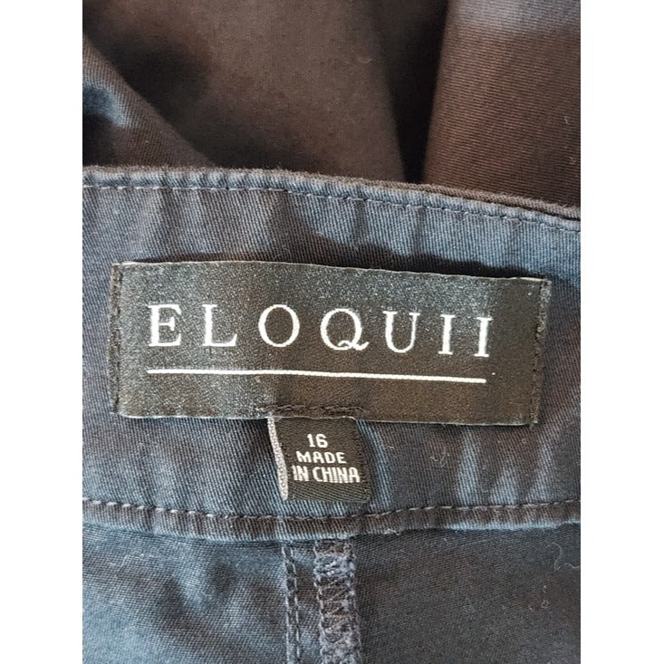 Eloquii Black Cropped Tie Waist Pants Size 16