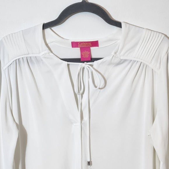 Catherine Malandrino White Peasant Top Size Large