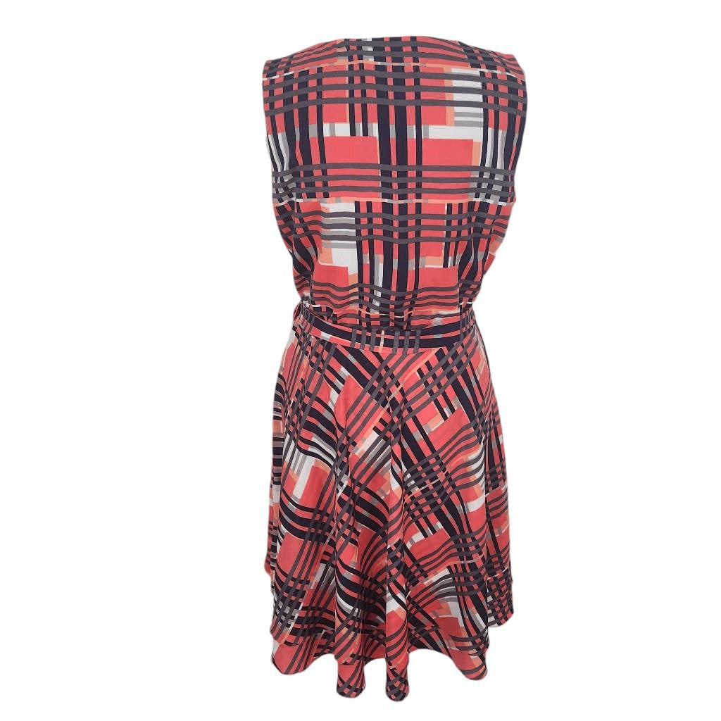 Banana Republic Pink Plaid Fit and Flare Wrap Dress Size 4 Wedding Guest Dress