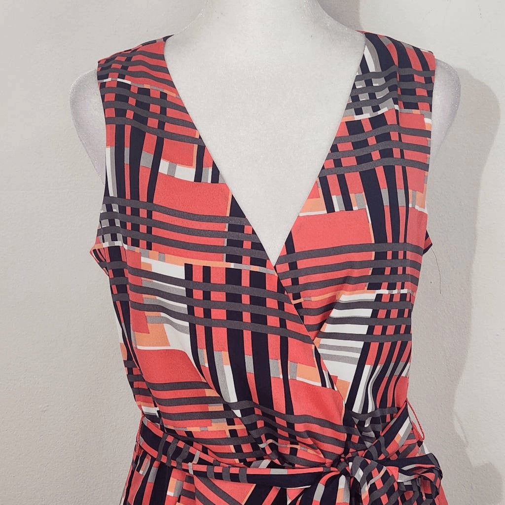Banana Republic Pink Plaid Fit and Flare Wrap Dress Size 4 Wedding Guest Dress