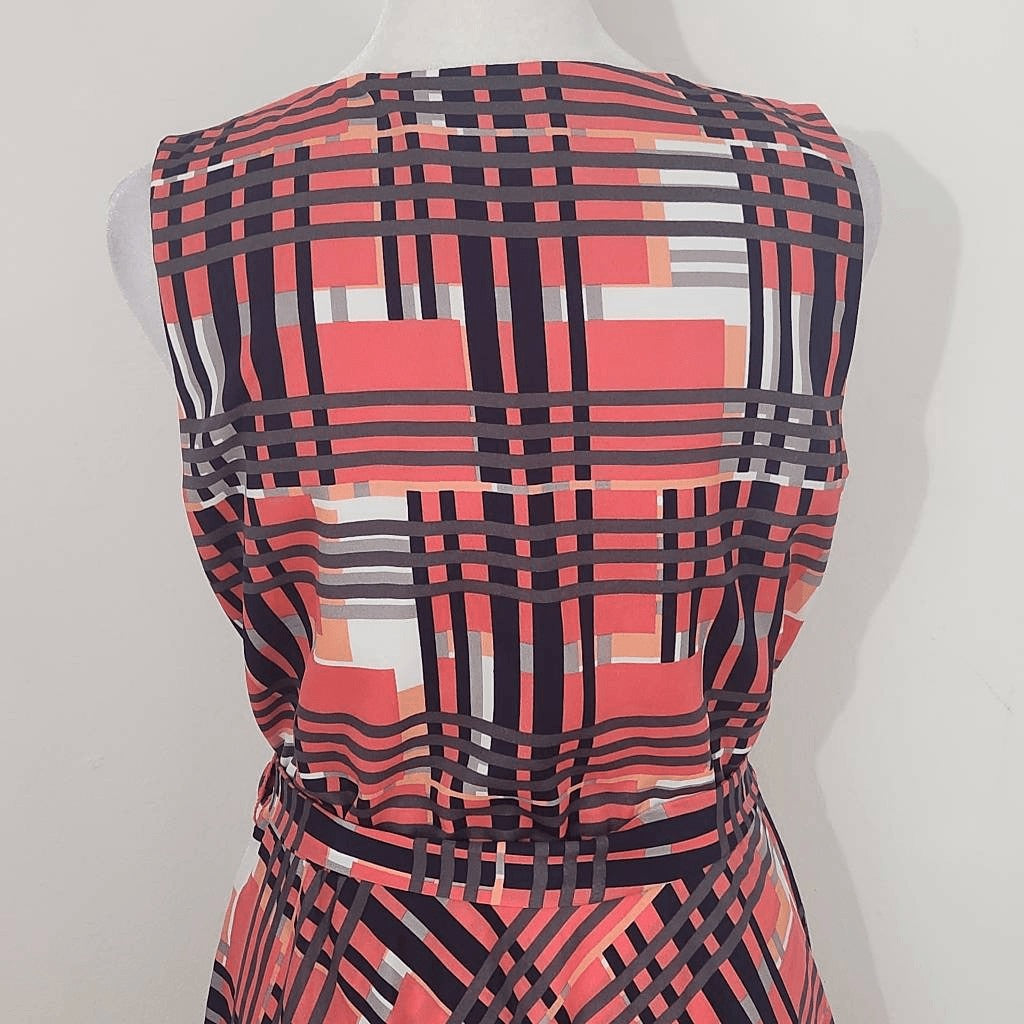 Banana Republic Pink Plaid Fit and Flare Wrap Dress Size 4 Wedding Guest Dress