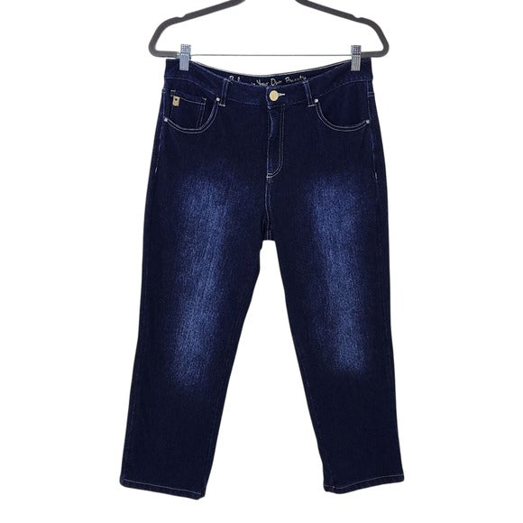 Belle by Kim Gravel Dark Wash Cropped Jeans Size 10