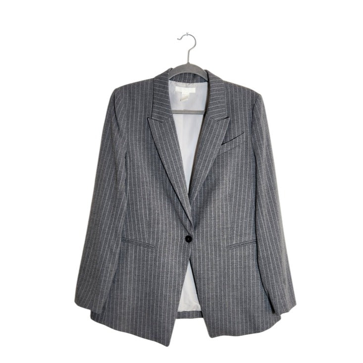H&M Womens Gray Pinstripe Blazer Size 10