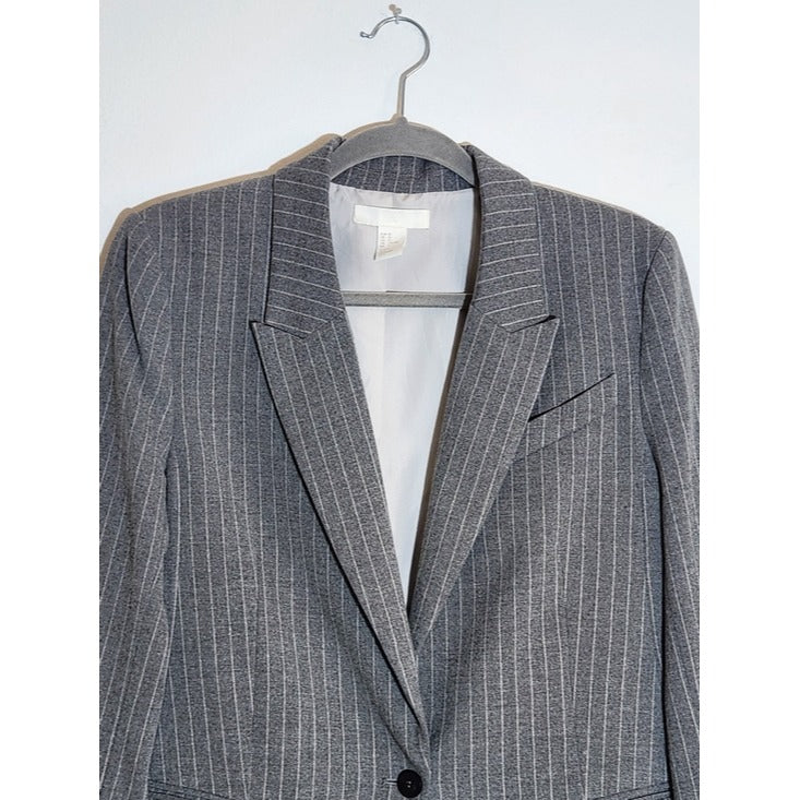 H&M Womens Gray Pinstripe Blazer Size 10