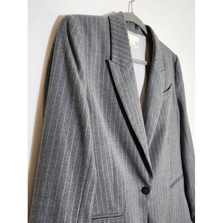 H&M Womens Gray Pinstripe Blazer Size 10