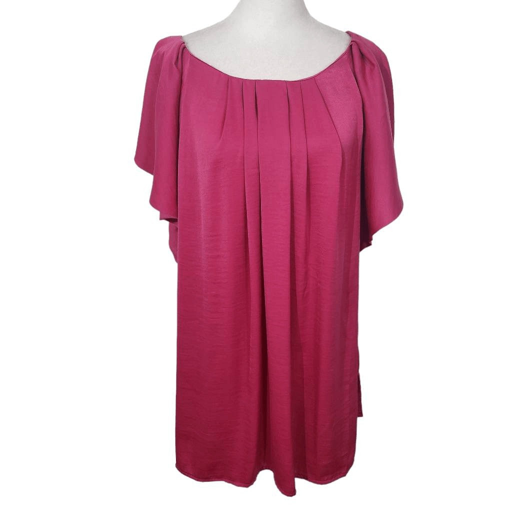 Ava & Viv Hot Pink Blouse Size 1X Plus Size Pink Top with Flowy Sleeves