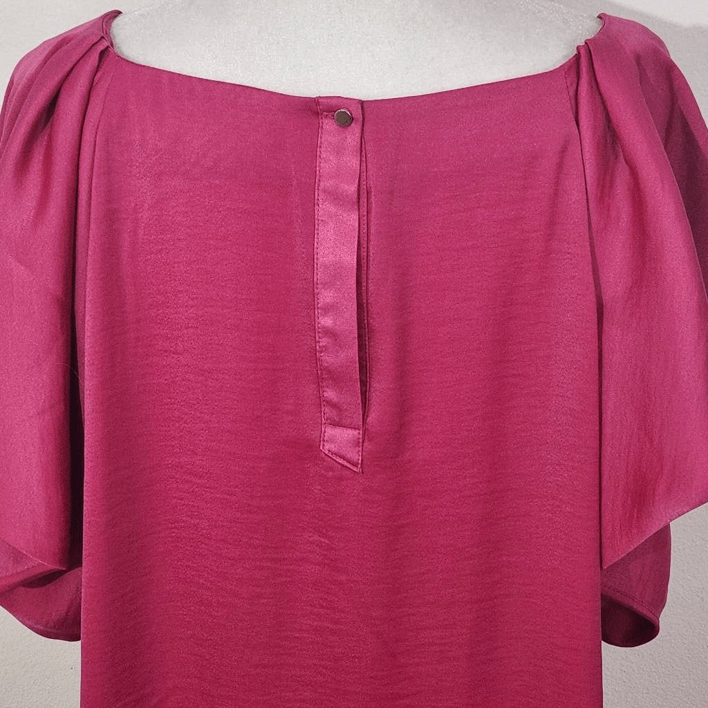 Ava & Viv Hot Pink Blouse Size 1X Plus Size Pink Top with Flowy Sleeves