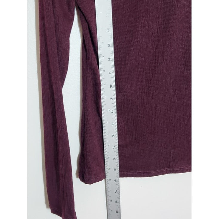 Who What Wear Burgundy Ruffle Mock Neck Long Sleeve Top