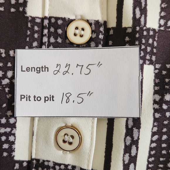 J. McLaughlin Cream Plaid Blouse Size Medium Women's Plaid Top