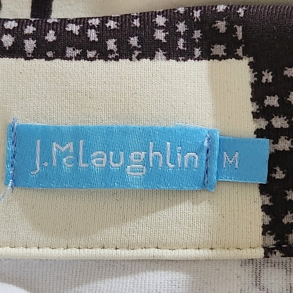 J. McLaughlin Cream Plaid Blouse Size Medium Women's Plaid Top