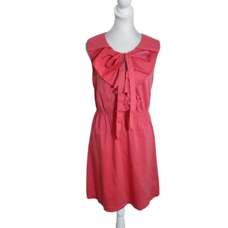C. Luce Coral Pink Sleeveless Mini Dress with Ruffle and Tie Detail Size Large