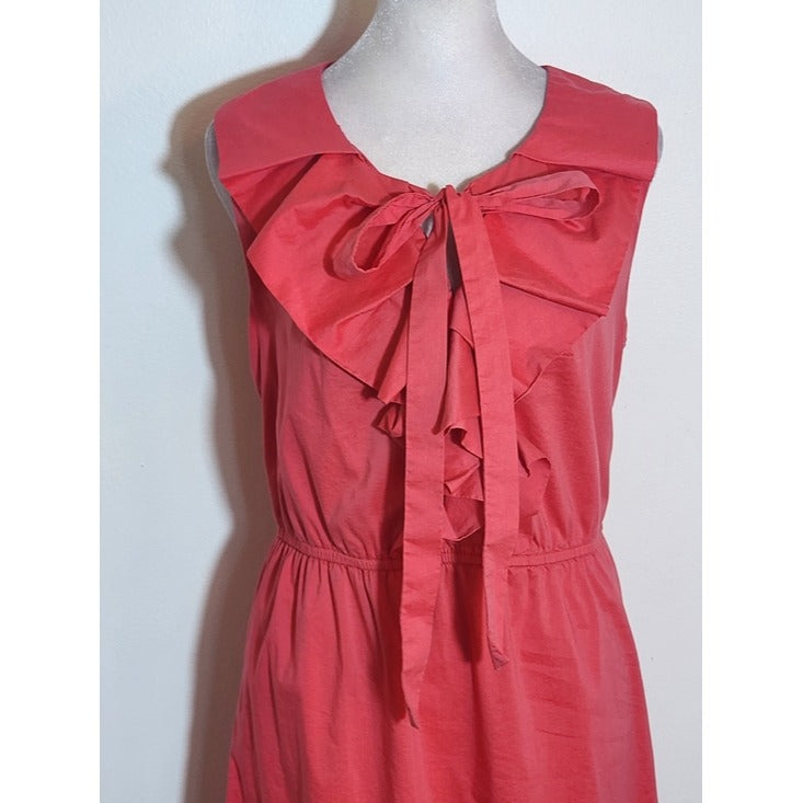 C. Luce Coral Pink Sleeveless Mini Dress with Ruffle and Tie Detail Size Large