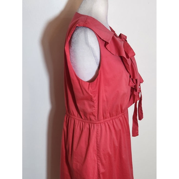 C. Luce Coral Pink Sleeveless Mini Dress with Ruffle and Tie Detail Size Large