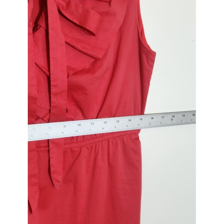 C. Luce Coral Pink Sleeveless Mini Dress with Ruffle and Tie Detail Size Large