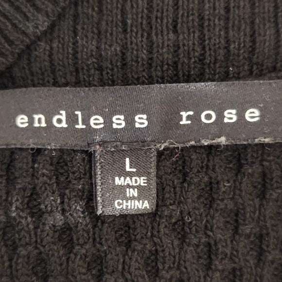 Endless Rose Black Sleeveless Knit Dress Size Large Black Knit Mini Dress