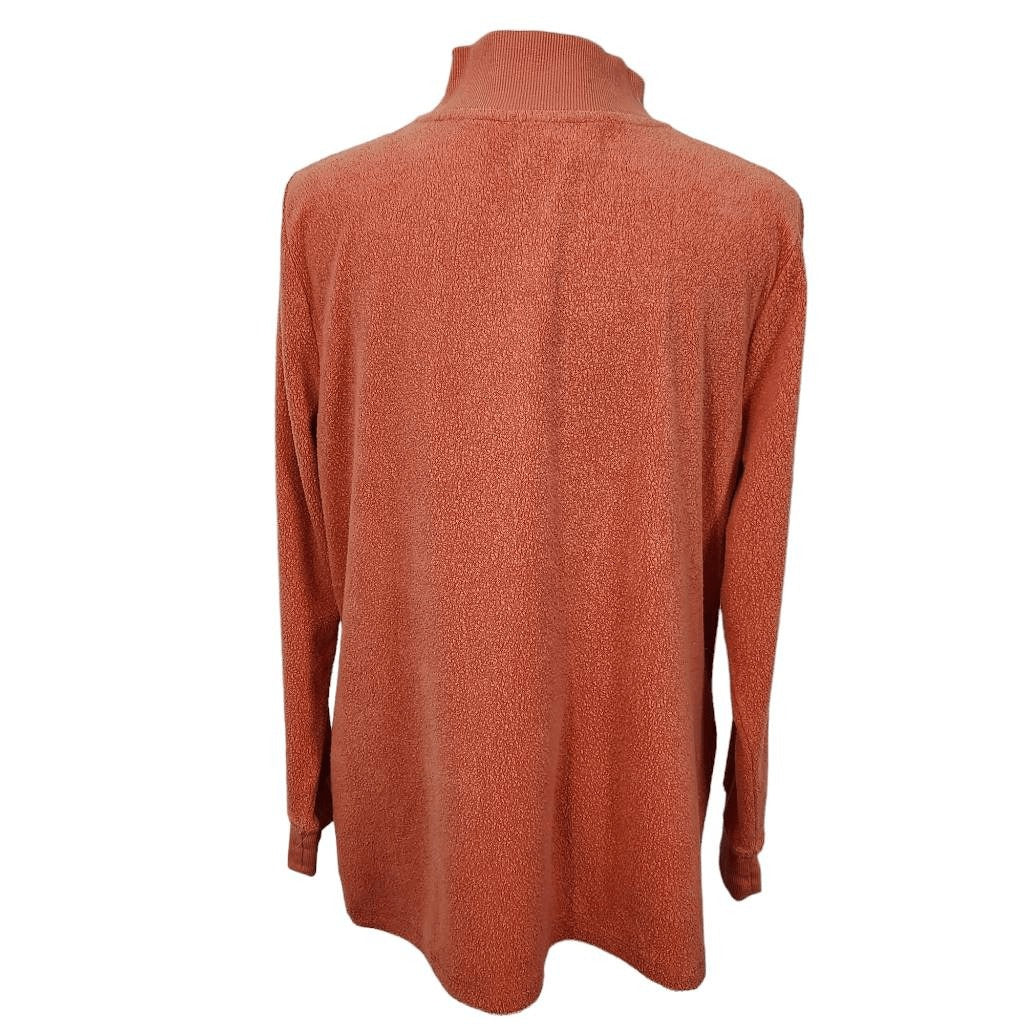 D&Co. Orange Half-Zip Top Size Medium Orange Knit Terry Cloth Pullover