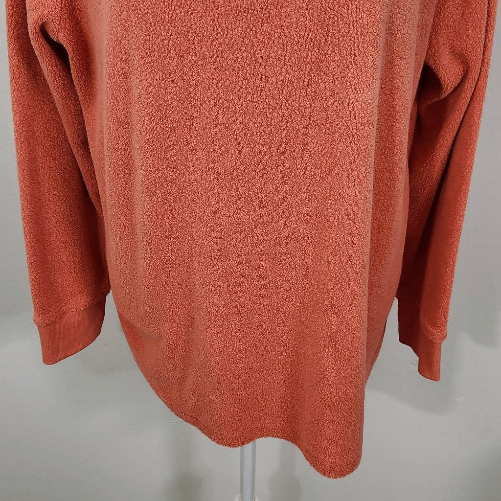 D&Co. Orange Half-Zip Top Size Medium Orange Knit Terry Cloth Pullover
