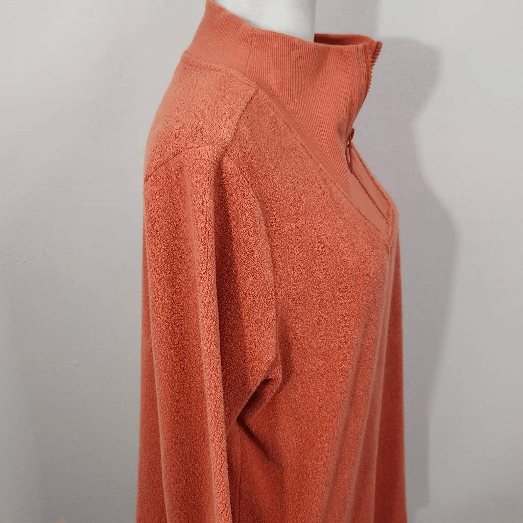 D&Co. Orange Half-Zip Top Size Medium Orange Knit Terry Cloth Pullover