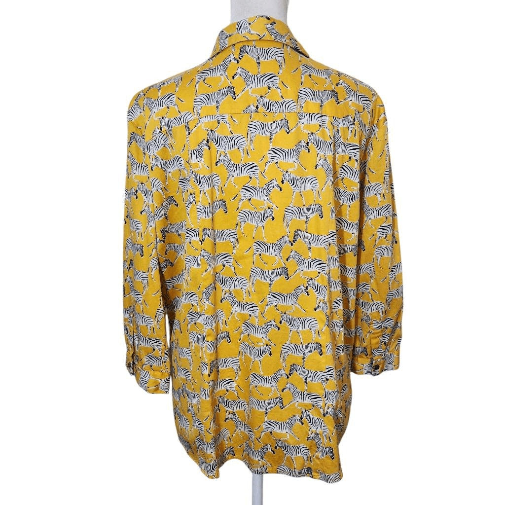 7th Avenue New York & Company Yellow Zebra Shirt Size XL Yellow Zebra Top